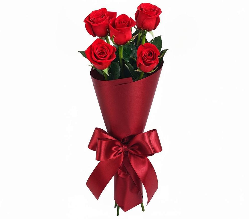 Букет 5 Красных роз Эдлесс Лав в Галюгаевской