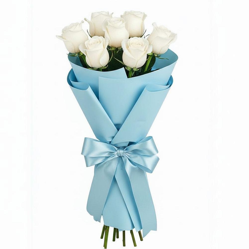 Букет 7 белых роз Проуд в Галюгаевской