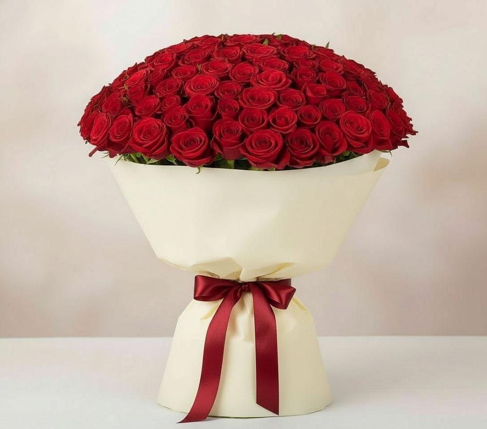 Букет 101 Красная роза Милано в Галюгаевской