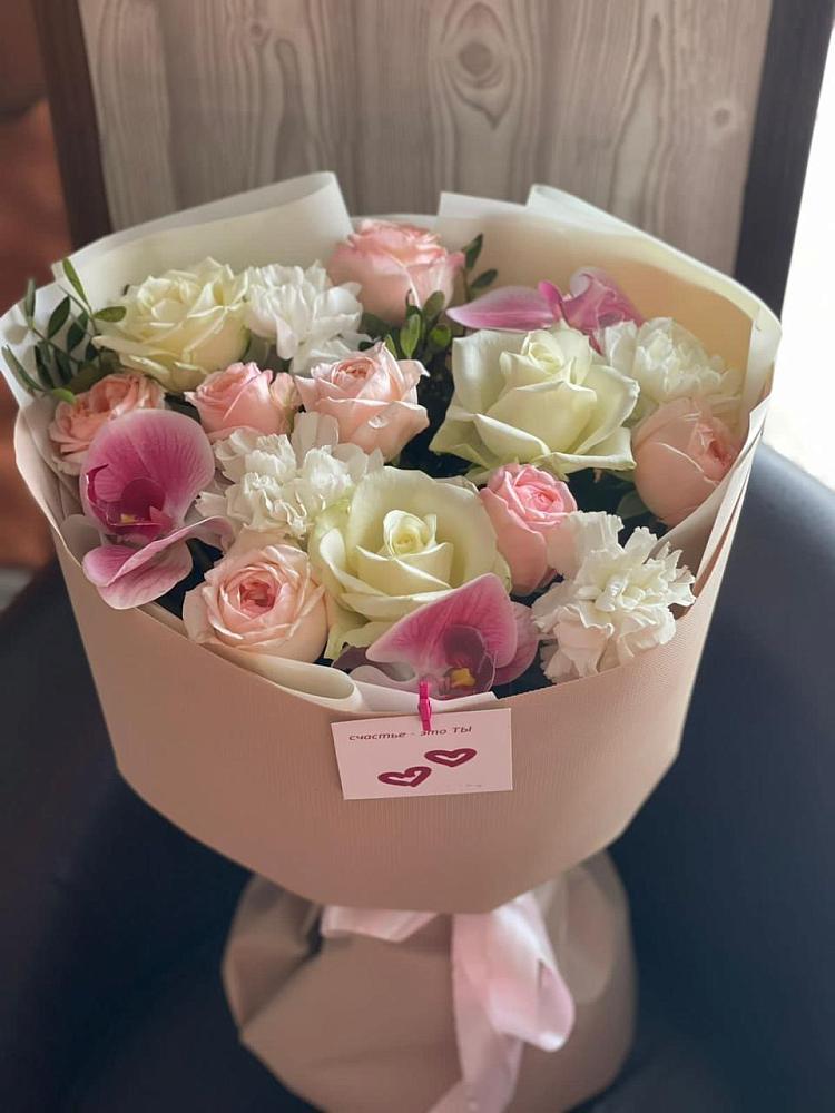 Букет цветов из: Орхидеи, Розы и Гвоздики в Галюгаевской