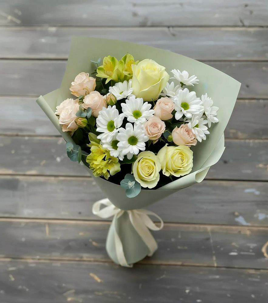 Букет цветов из: Альстромерии, Розы и Хризантемы в Галюгаевской