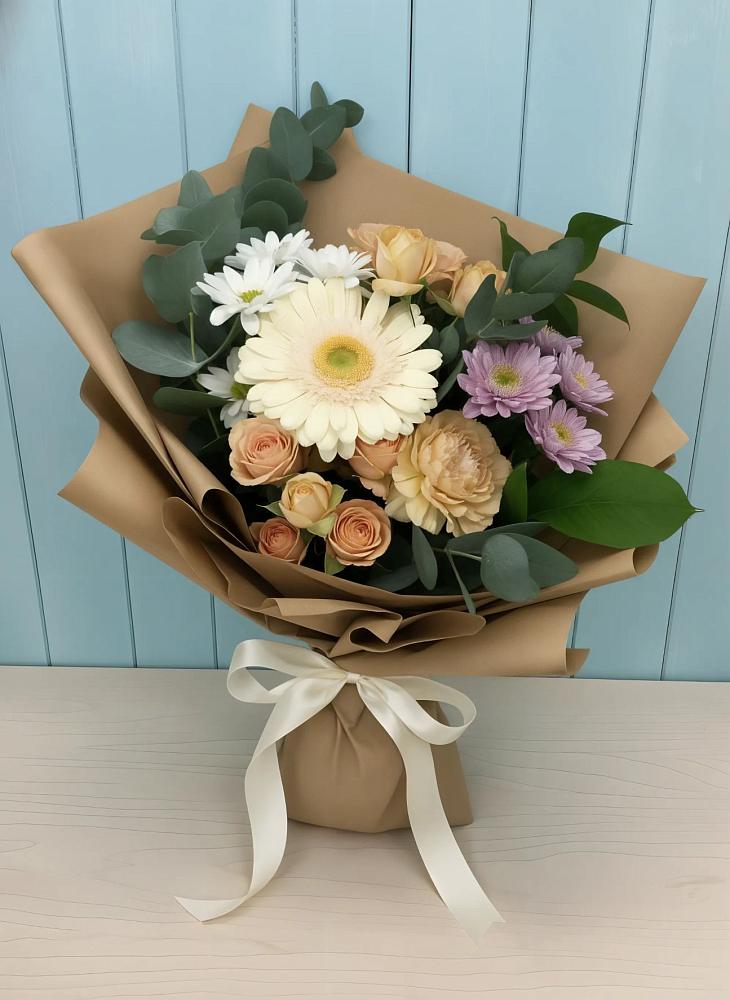 Букет цветов из: Герберы и Хризантемы в Галюгаевской