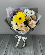 Букет цветов из:  Розы, Герберы и Хризантемы в Галюгаевской