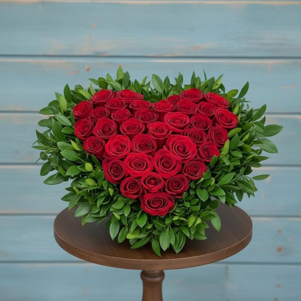 Цветочная композиция из Розы в виде сердца в Галюгаевской