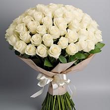 Букет 101 беля роза Белоснежка в Галюгаевской