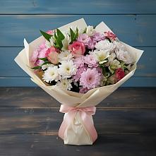 Букет цветов из:  Хризантемы, Альстромерии и Розы в Галюгаевской