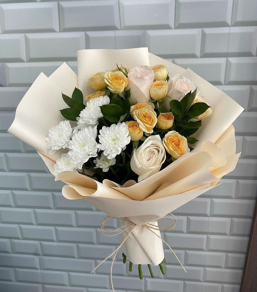 Букет цветов из: Розы и Хризантемы в Галюгаевской