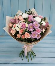 Букет цветов из:  Хризантемы, Розы и Альстромерии в Галюгаевской