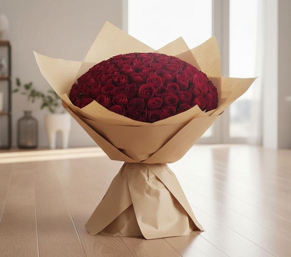Букет 101 Красная роза в Галюгаевской