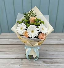 Букет цветов из:  Герберы, Розы и Хризантемы в Галюгаевской