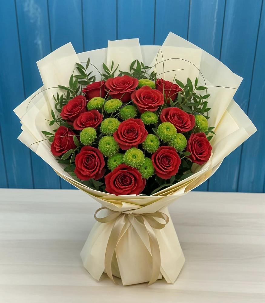 Букет цветов из: Розы и Хризантемы в Галюгаевской