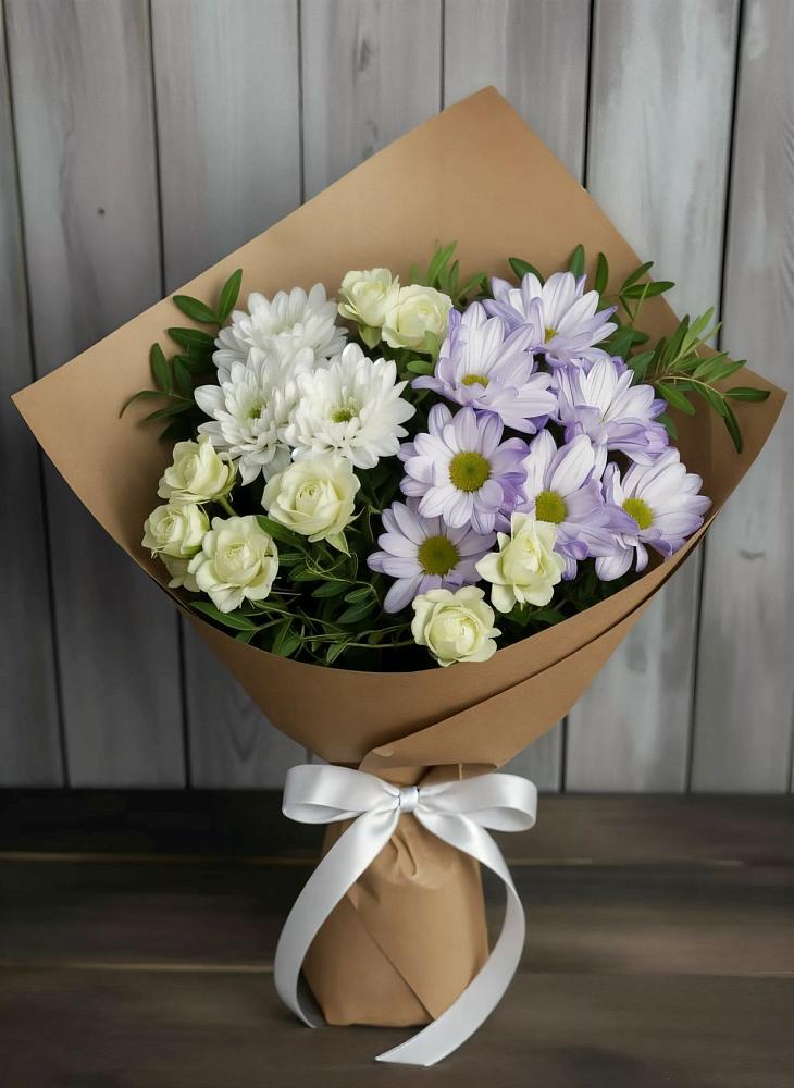 Букет цветов из: Хризантемы и Розы в Галюгаевской